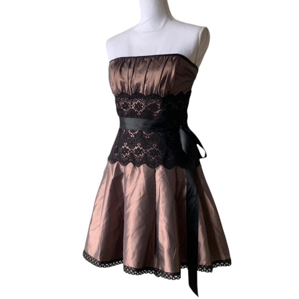 Jessica McClintock Gunne Sax strapless cocktail mini dress tulle satin lace 7 2 - Picture 12 of 12
